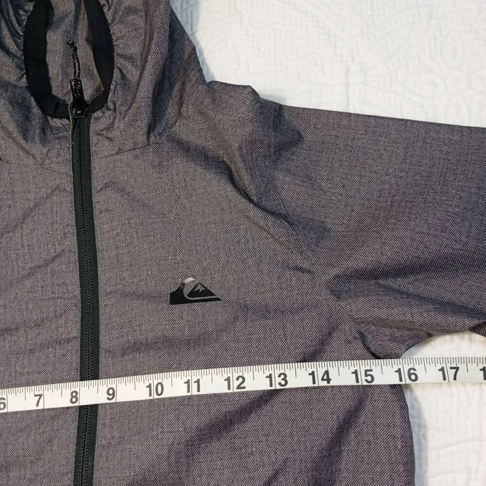 Quiksilver Jacket Boys Gray Full-Zip Hooded Windbreaker With Mesh Lining Size 7